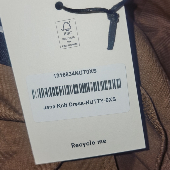 NWT Reformation Jana Knit Mini Dress Nutty Brown Sz XS - Picture 6 of 10